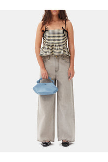 Shiny Check Jacquard Top | Lemon Icing
