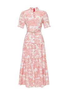 Silk-Cotton Printed Dress | Pink
