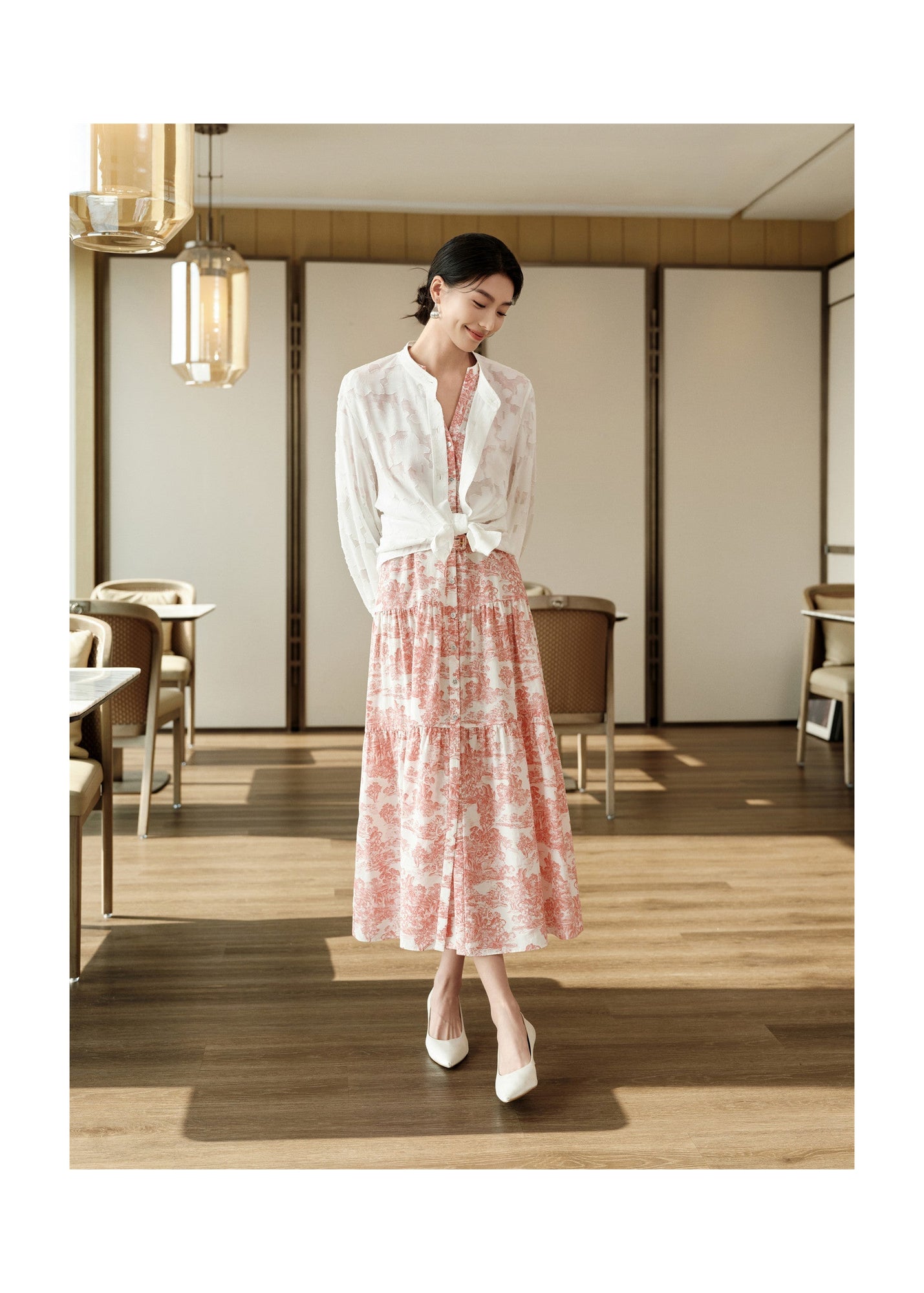 Silk-Cotton Printed Dress | Pink