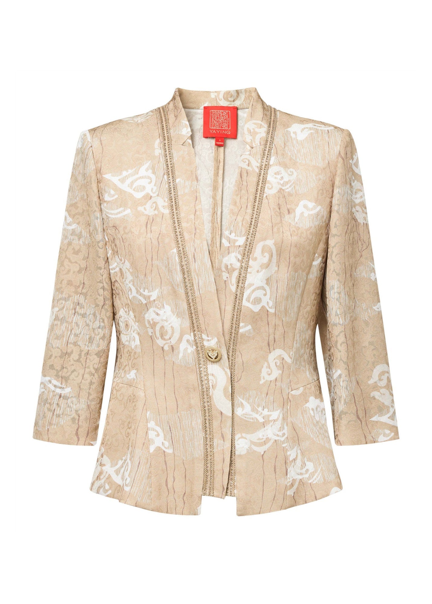 Silk Straight-Shoulder Blazer | Khaki