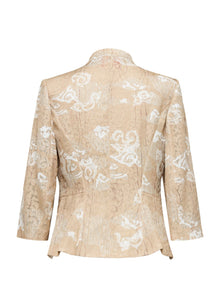 Silk Straight-Shoulder Blazer | Khaki