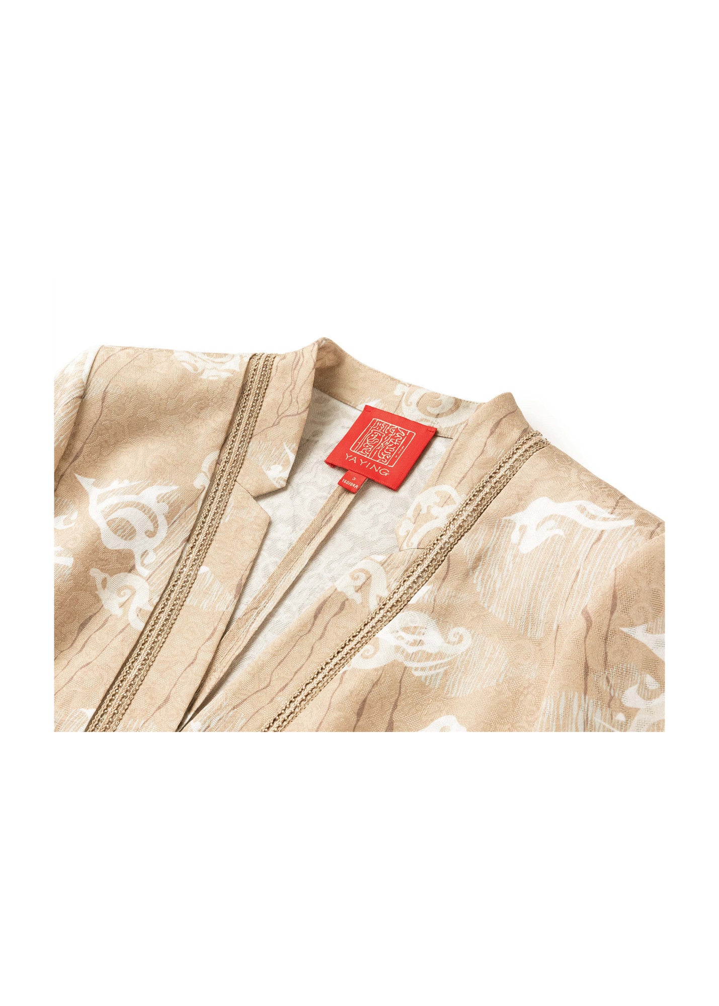 Silk Straight-Shoulder Blazer | Khaki