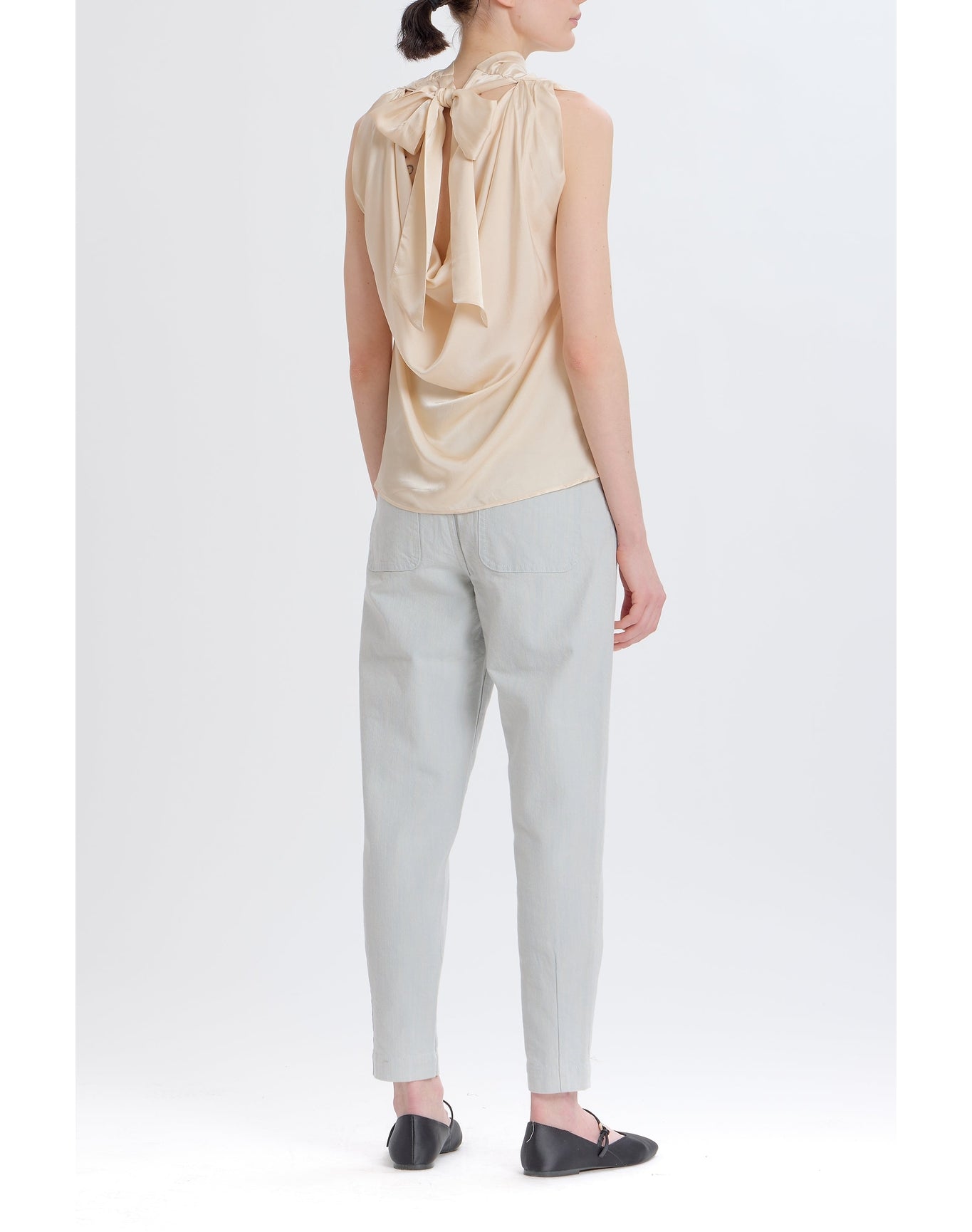 Silky Cowl Neck Top | Champagne