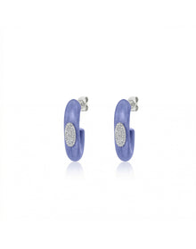 Silver and Diamond Lunar Violet Hoops | Rhodium Plated Silver