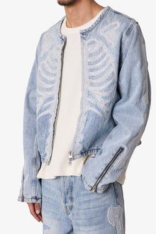 Skeleton Moto Jacket | Washed Blue