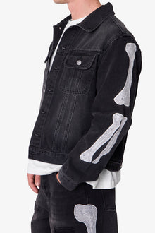 Skeleton Trucker Jacket | Washed Black