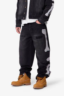Skeleton Ultra Baggy Denim | Washed Black