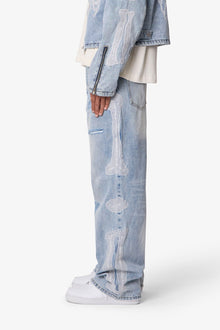 Skeleton Ultra Baggy Denim | Washed Blue