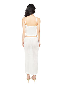 Womens | Slinky Rib Knit Midi Skirt | Off White