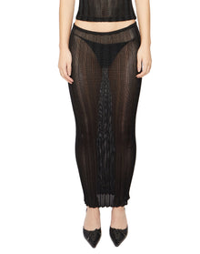 Slinky Rib Knit Midi Skirt | Black