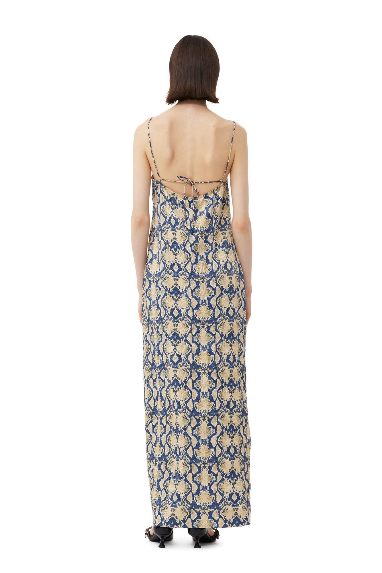 Snake Printed Crinkled Satin Midi Slip Dress | Safari