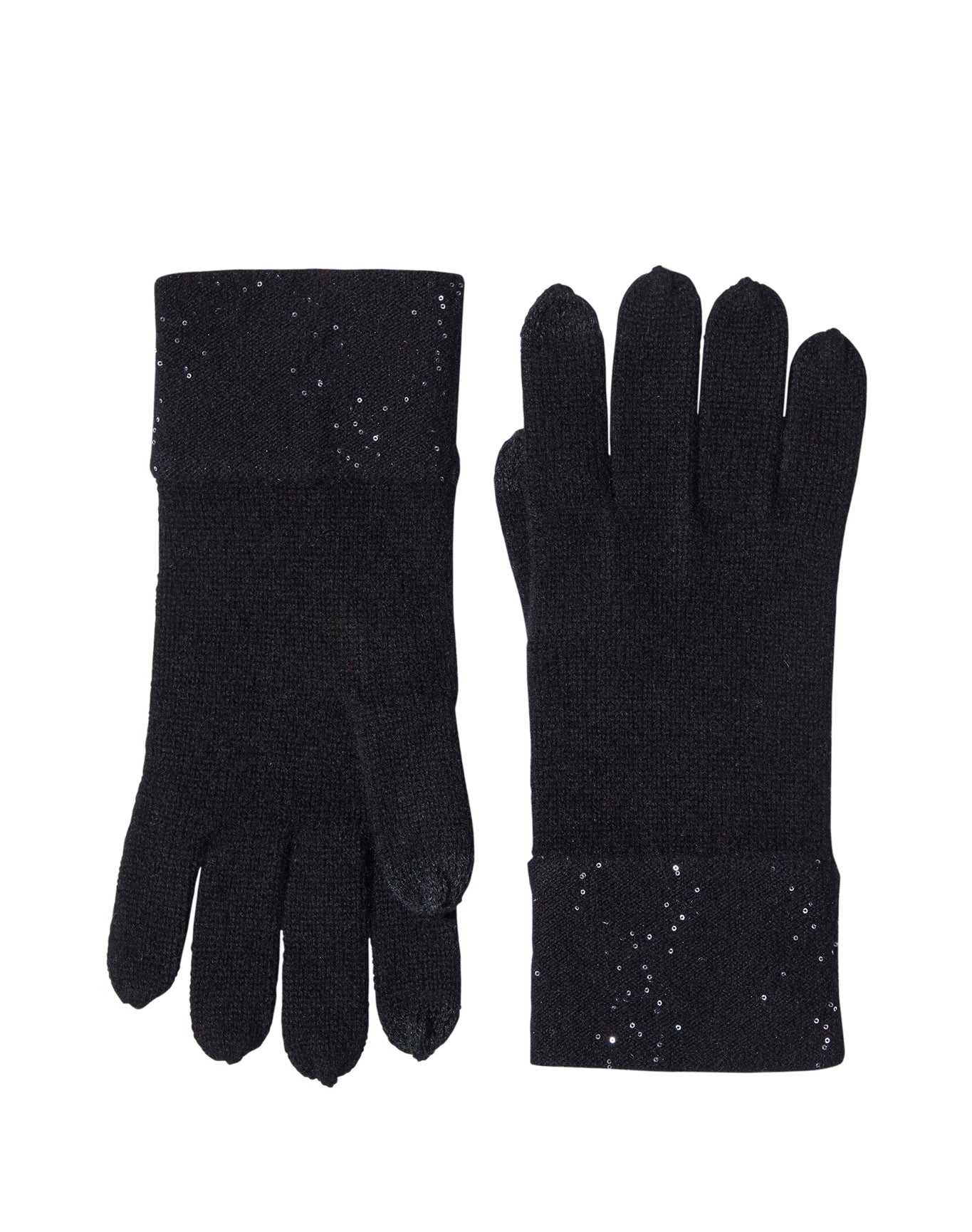 Sofia Cashmere | Women | Knit Cashmere Glove With Sequin Design | Black