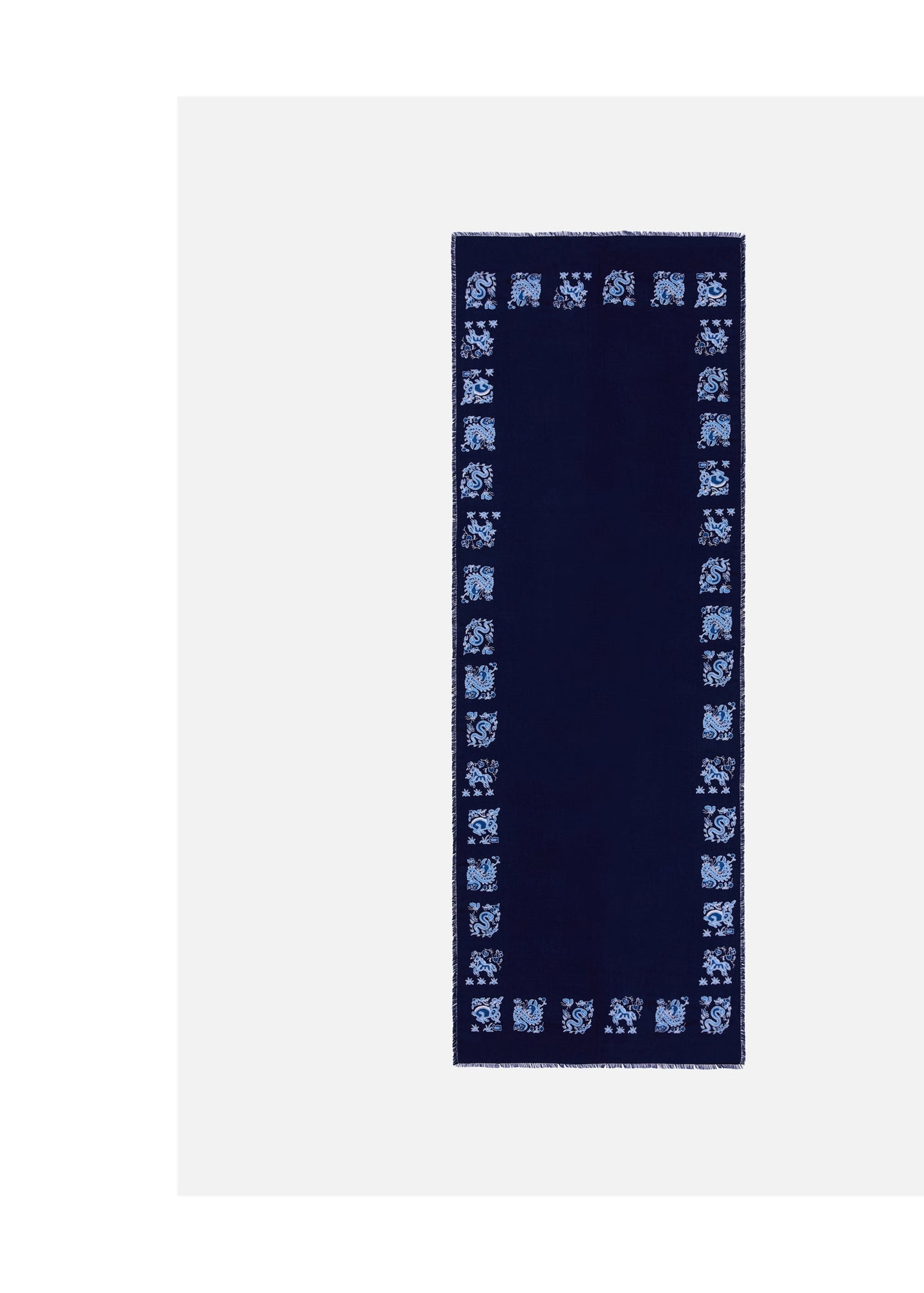 Square Shaped Jacquard Scarf | Navy