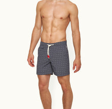 Standard Geometric Mid-Length Drawcord Swim Shorts | Midnight Navy