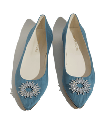 Stevie Ballerina Flats Silk Moire | Blue