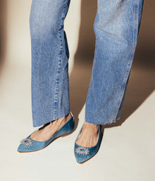 Stevie Ballerina Flats Silk Moire | Blue