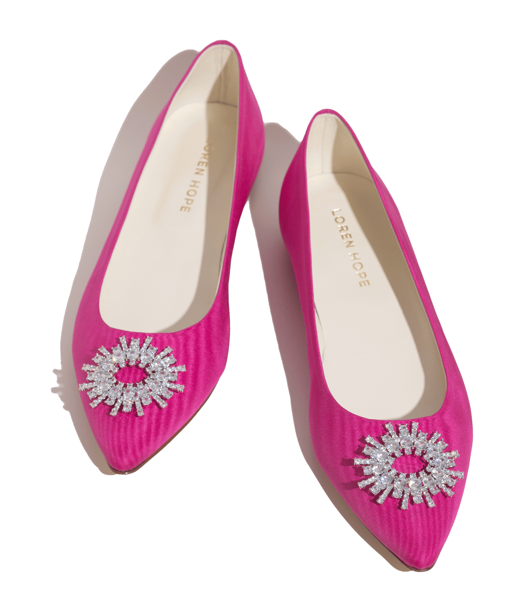 Stevie Ballerina Flats in Pink Silk Moire - Loren Hope