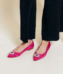 Stevie Ballerina Flats Silk Moire | Pink