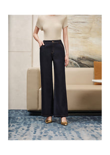 Straight-Leg Embroidered Jeans | Navy