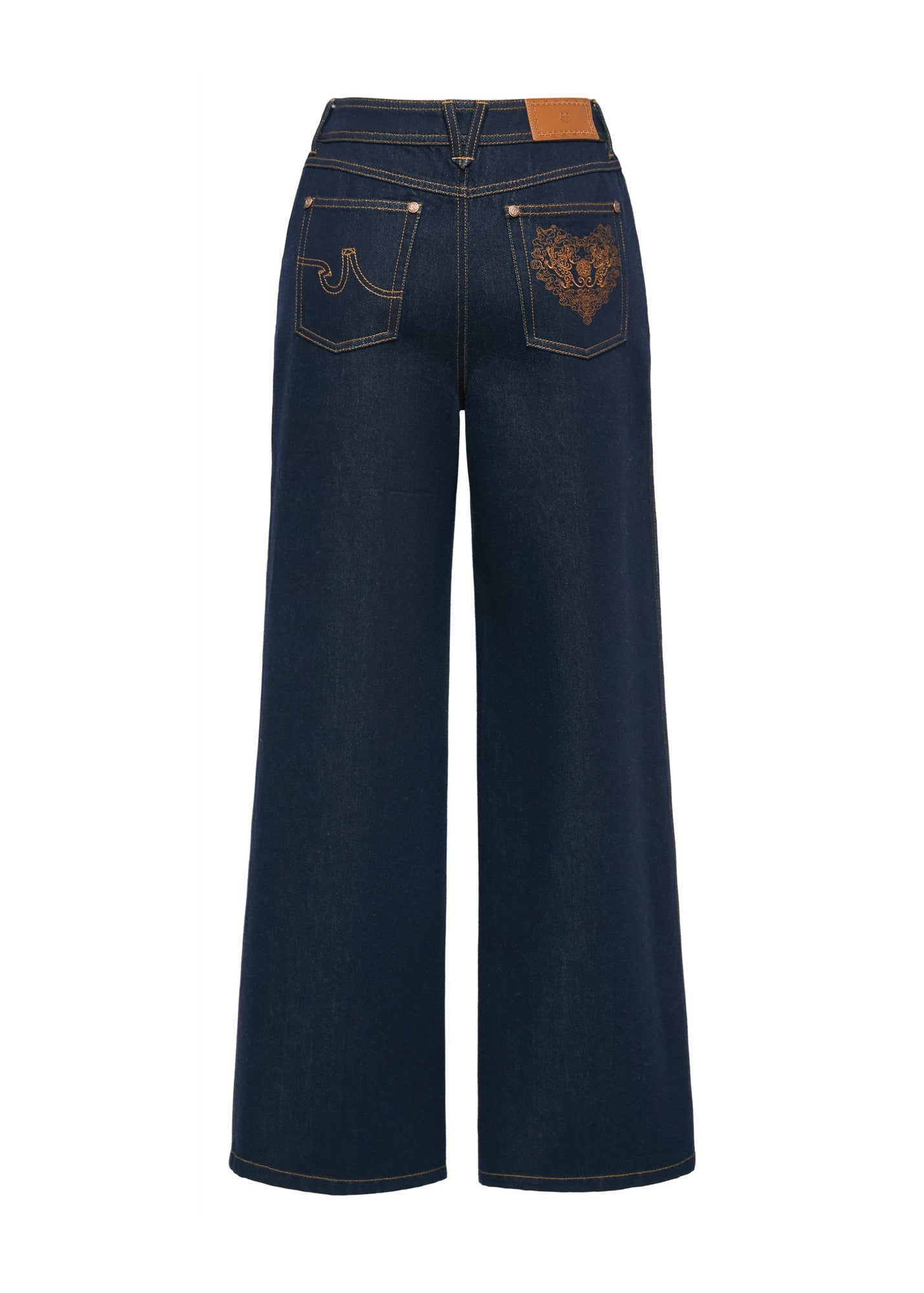 Straight-Leg Embroidered Jeans | Navy