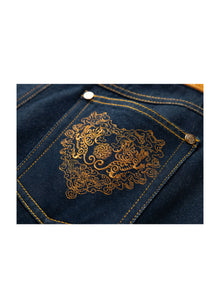 Straight-Leg Embroidered Jeans | Navy