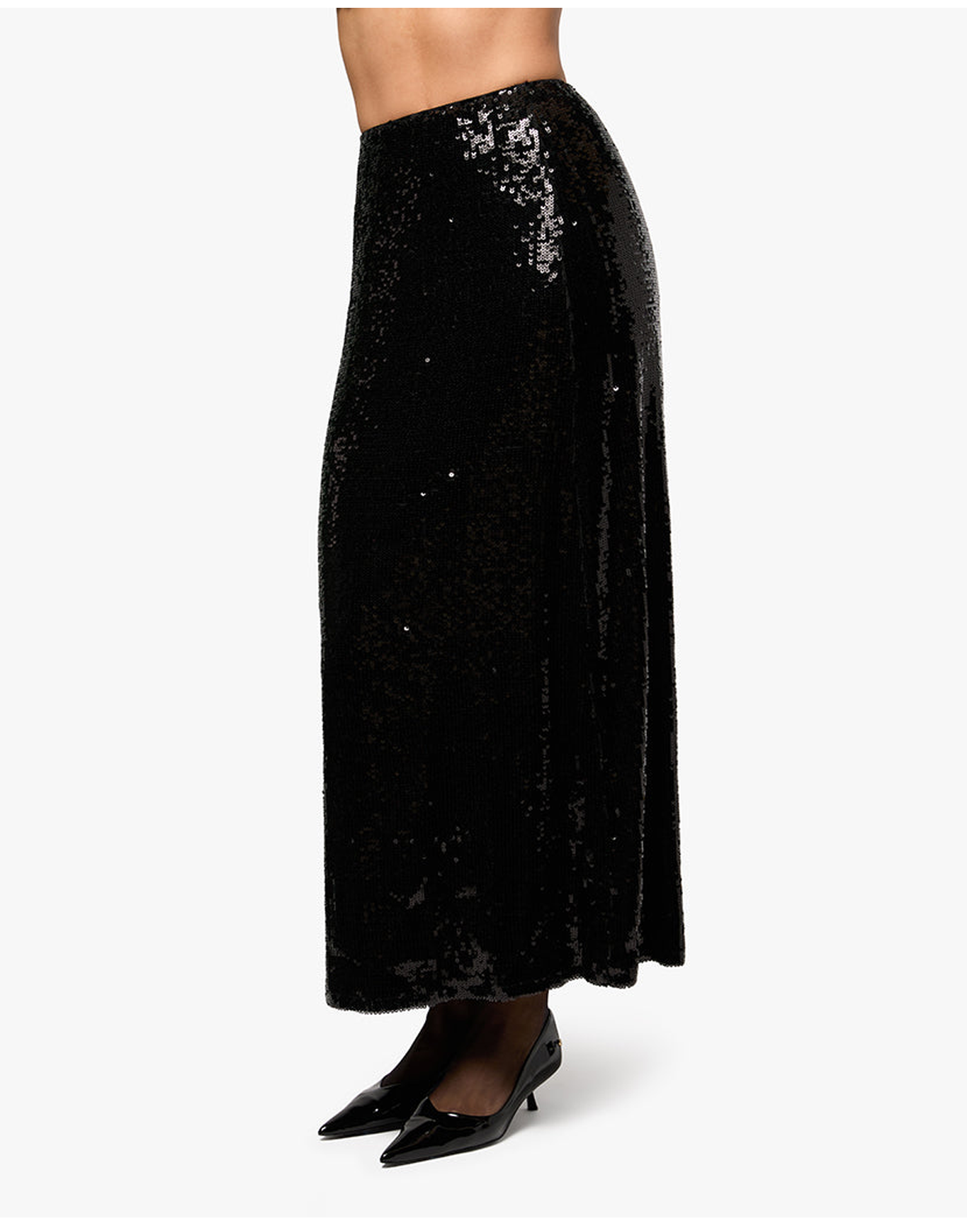 Straight Sequin Skirt | Black