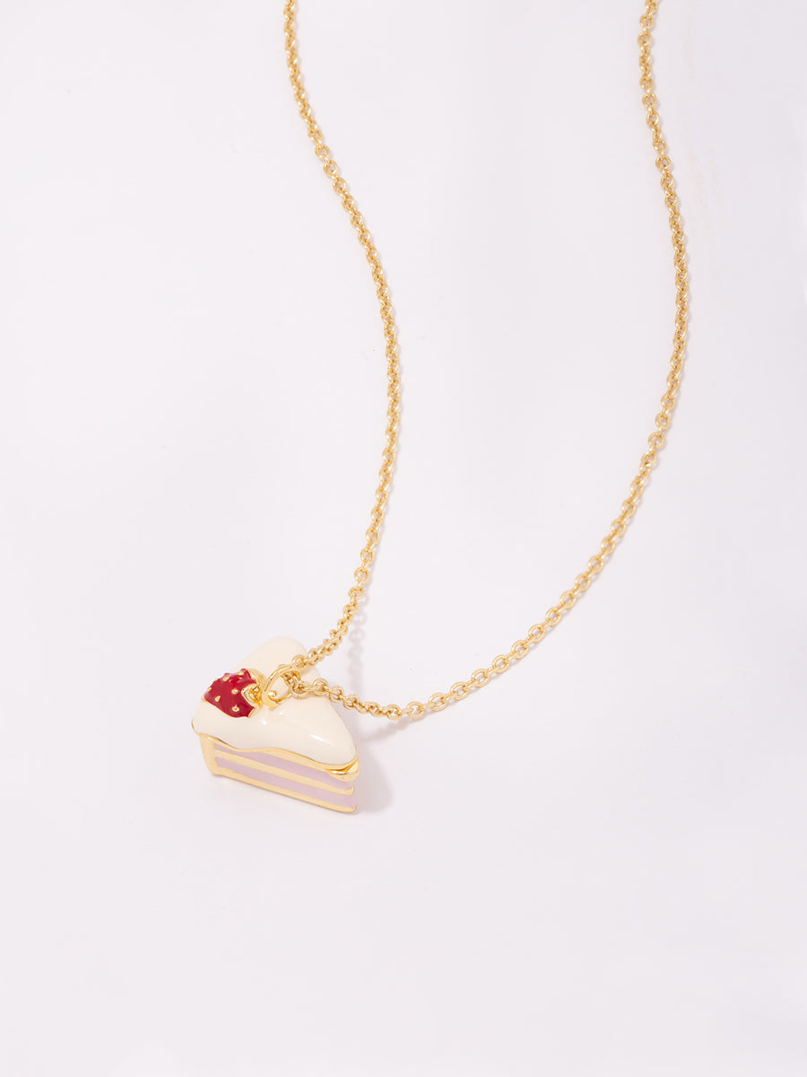 Strawberry Shortcake Locket Necklace | Multicolor Enamel | 14K Gold Plated Brass