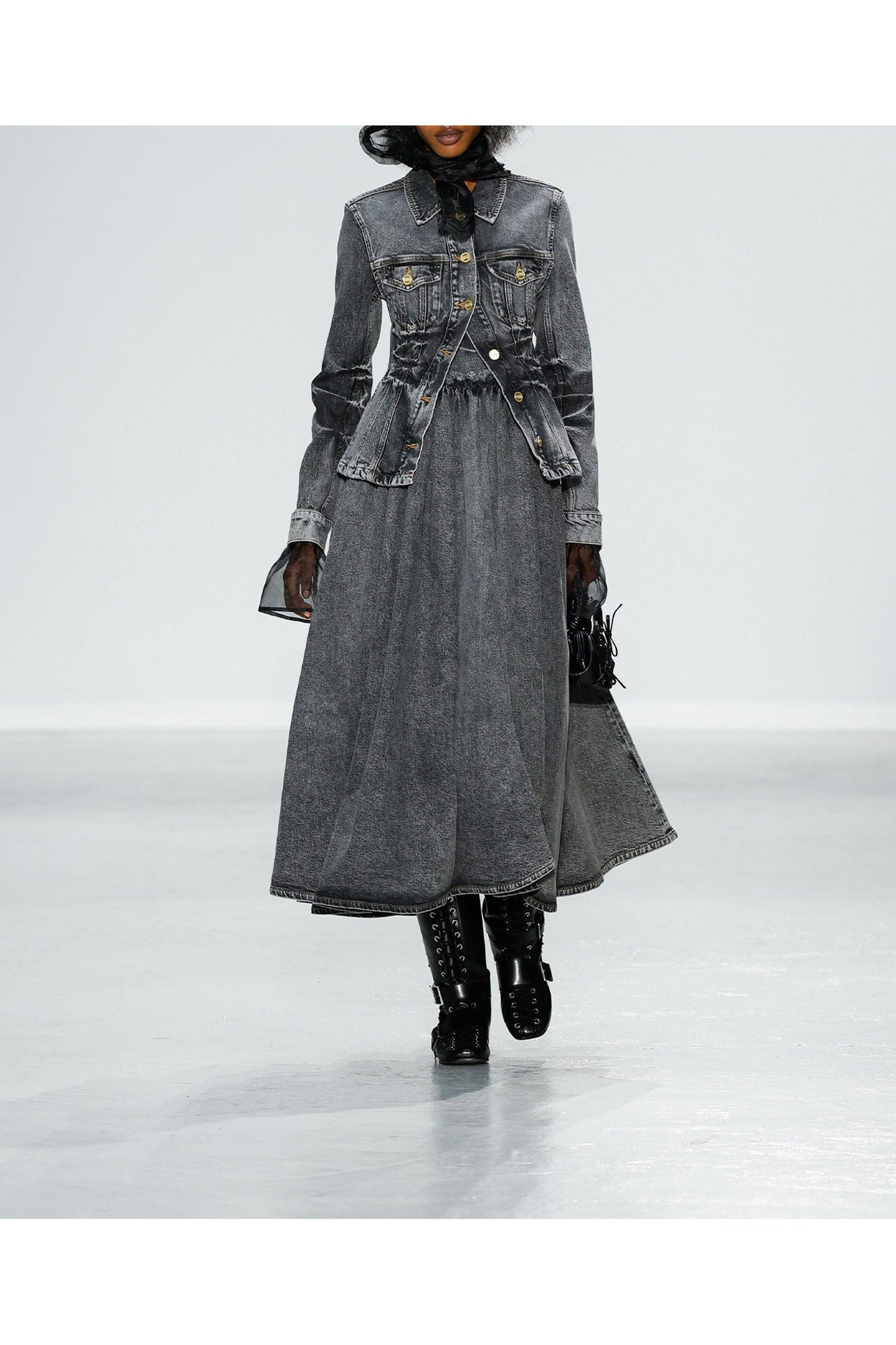 Stretch Future Denim Dress | Black Washed