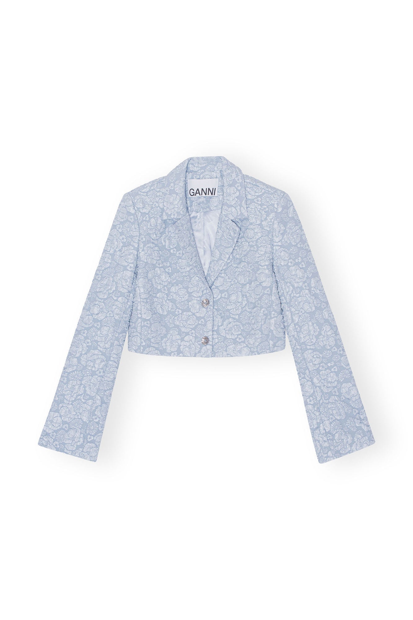 Stretch Jacquard Cropped Blazer | Sky Blue