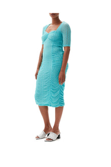 Stretch Lace Ruched Midi Dress | Blue Curacao