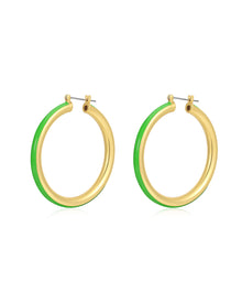 Stripe Amalfi Hoops - Bright Green - Gold | Plated Gold