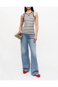 Striped Soft Cotton Rib Tank Top | Sky Captain