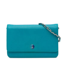 Chanel | Pre-Owned Caviar Bicolor CC Wallet On Chain | Blue/Aqua