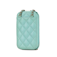 Chanel | Pre-Owned CC Quilted Caviar Zip Phone Case | Blue/Light Blue
