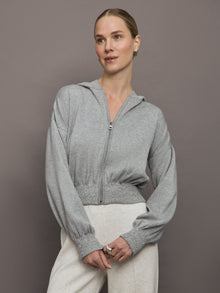 Nomia Ruched Zip Hoodie | Heather Grey