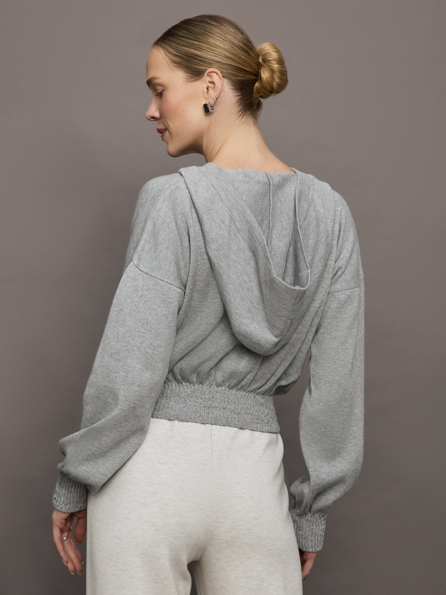 Nomia Ruched Zip Hoodie | Heather Grey