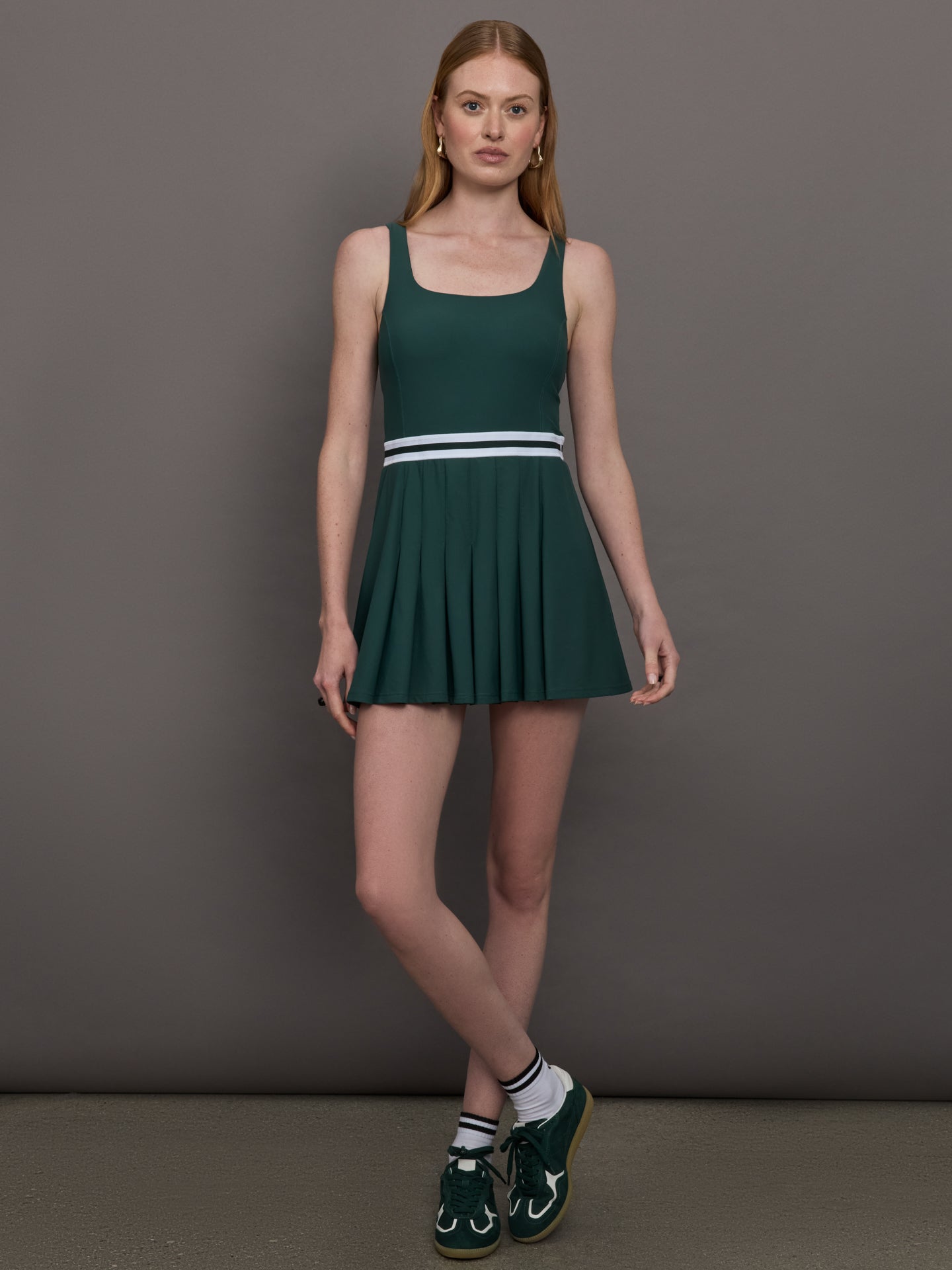 Peached Lucette Pleated Dress | Green