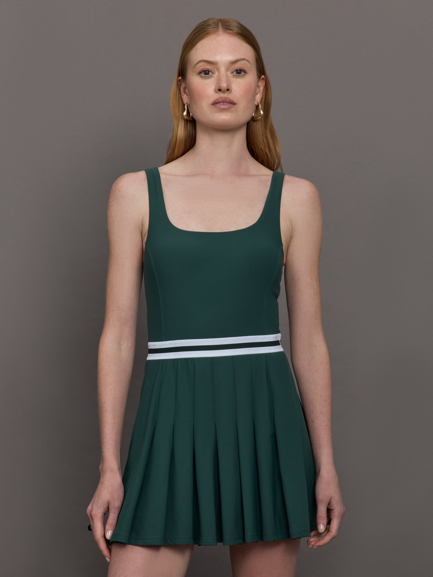 Peached Lucette Pleated Dress | Green