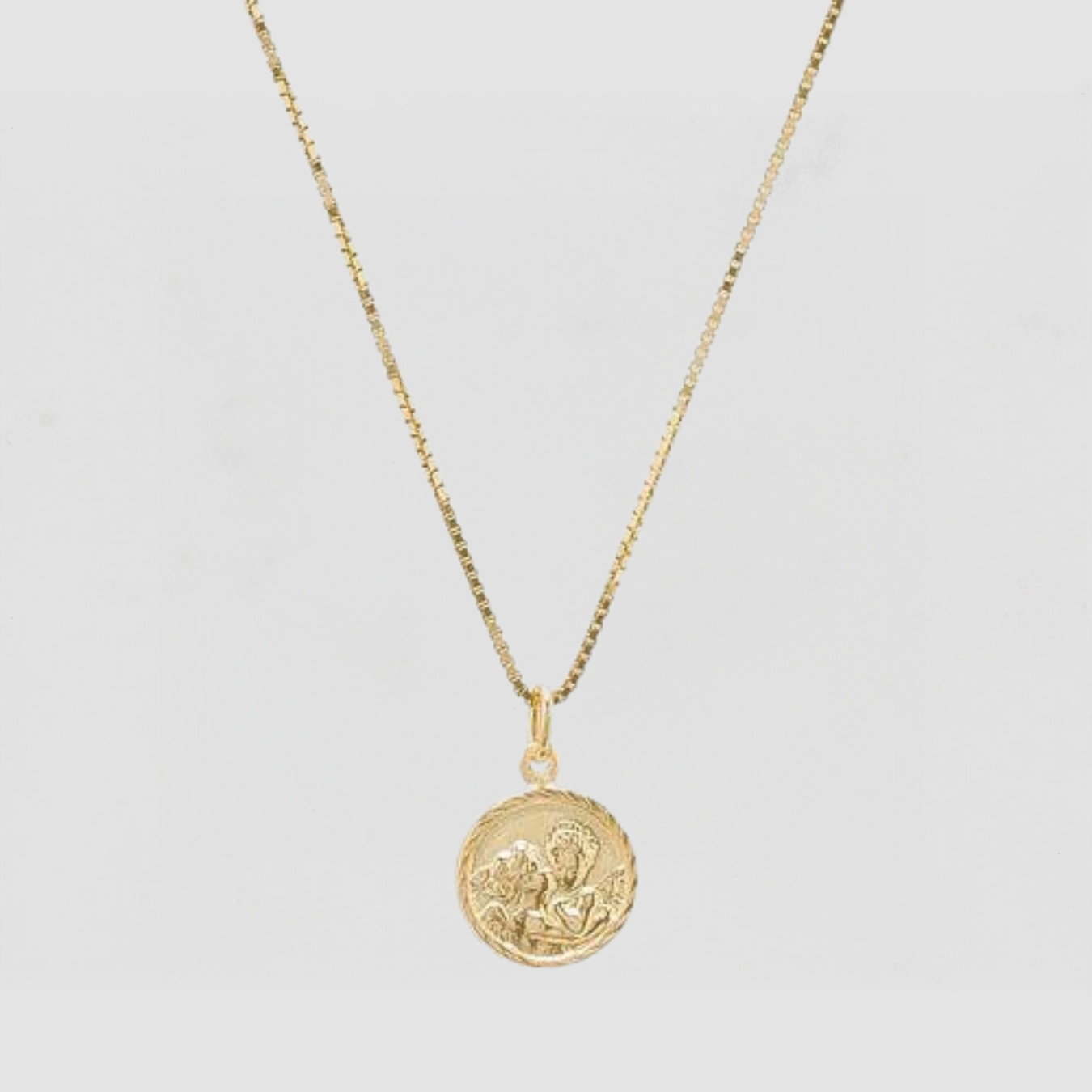 The Tiny Round Disc Angel Necklace | Gold Vermeil
