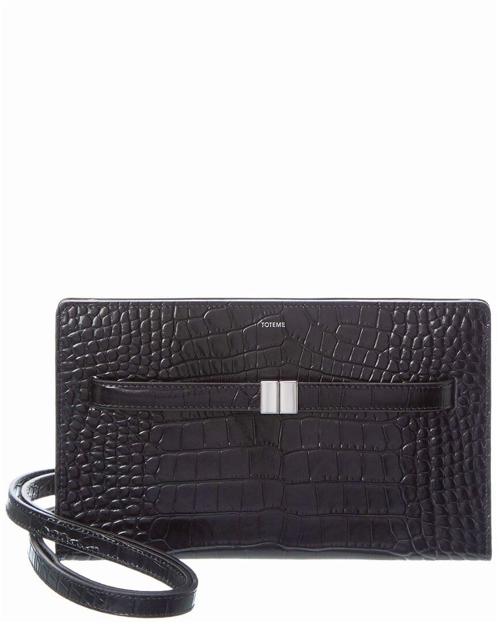 TOTEME | Womens | Croc-Embossed Leather Crossbody - II | Black