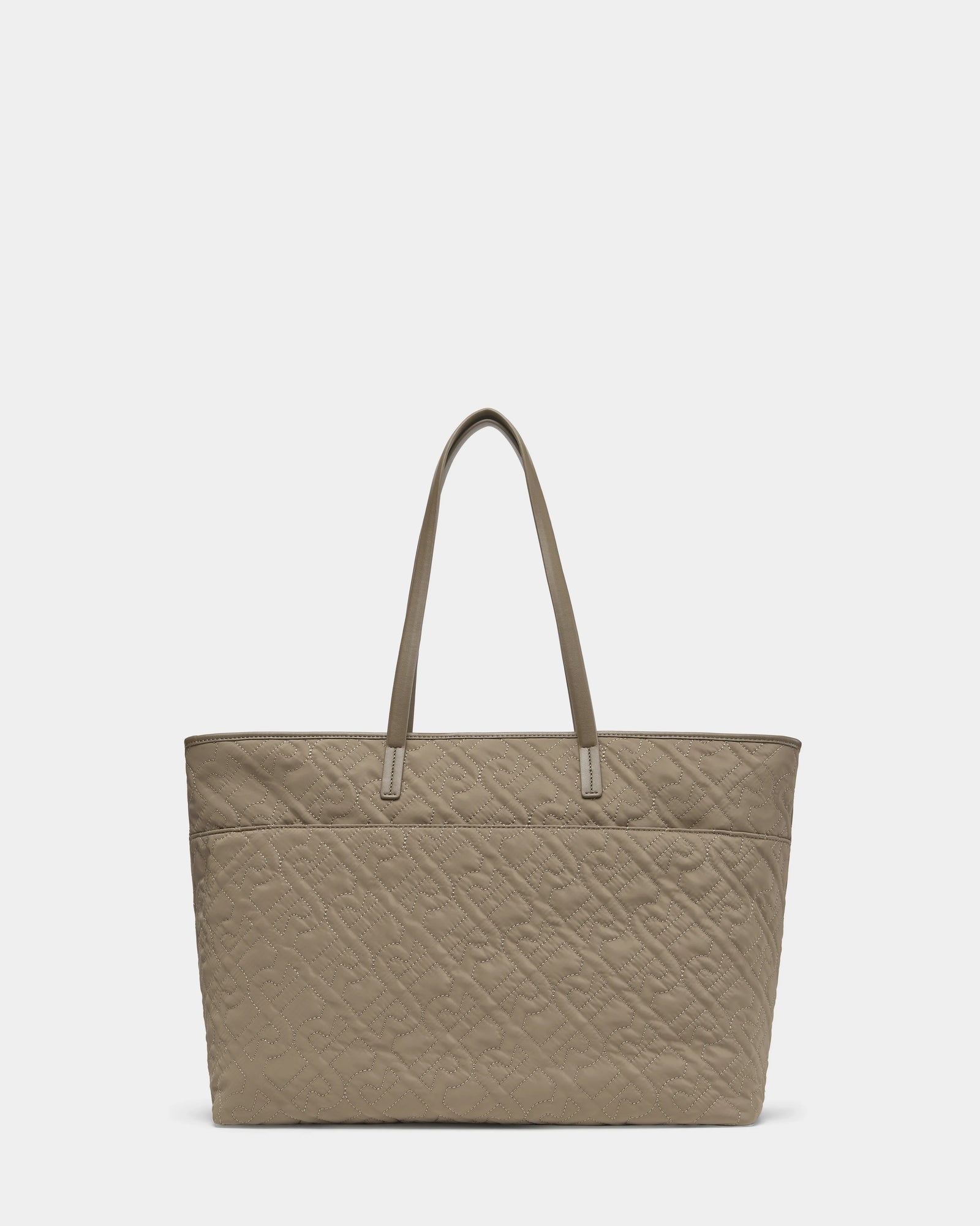 The Rudsak LIVORNO - L325007 Almond is a large, almond-colored handbag with quilted detailing and two long handles, shown against a plain white background.