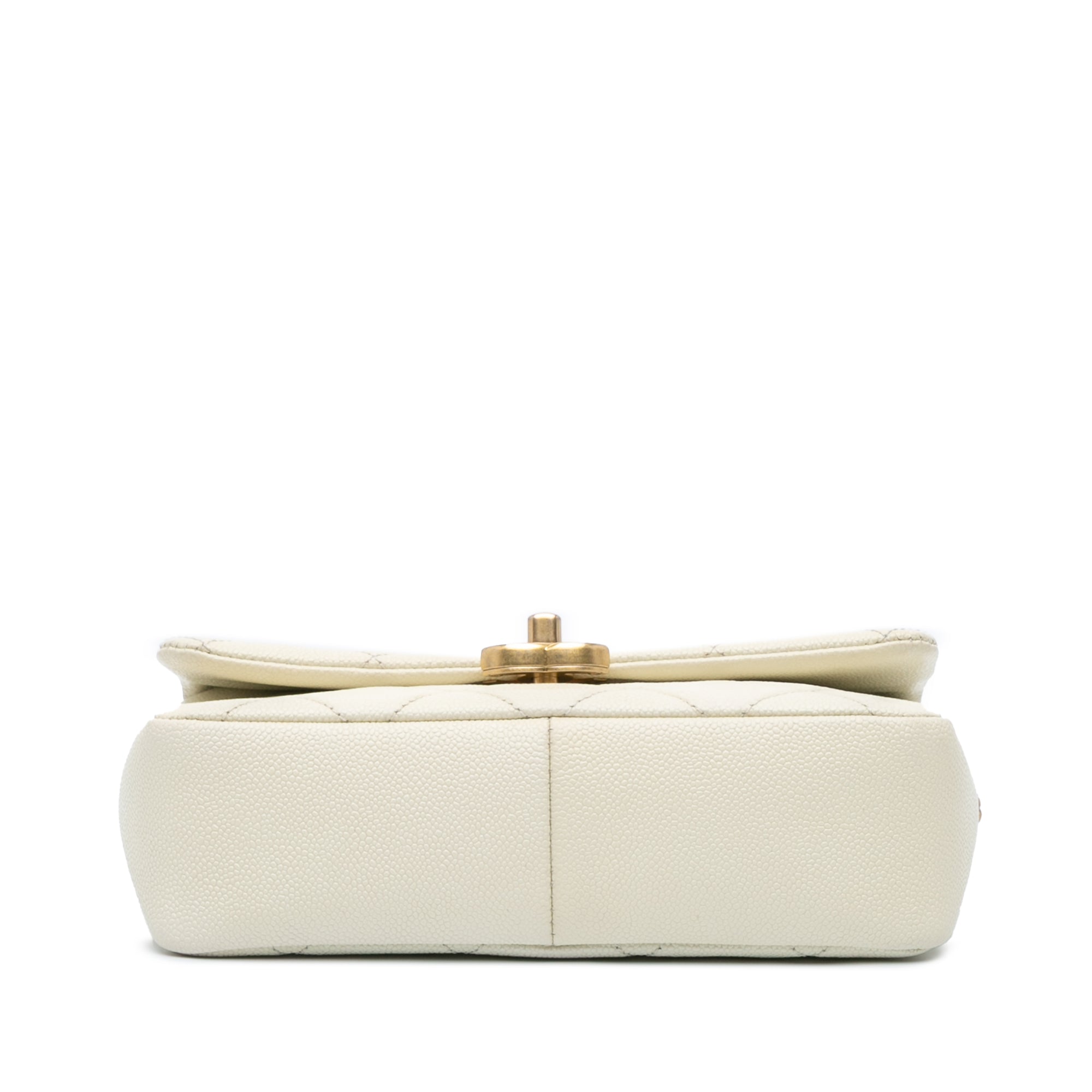 Chanel | Pre-Owned Small Quilted Caviar Chain Melody Flap - I | White/Ivory