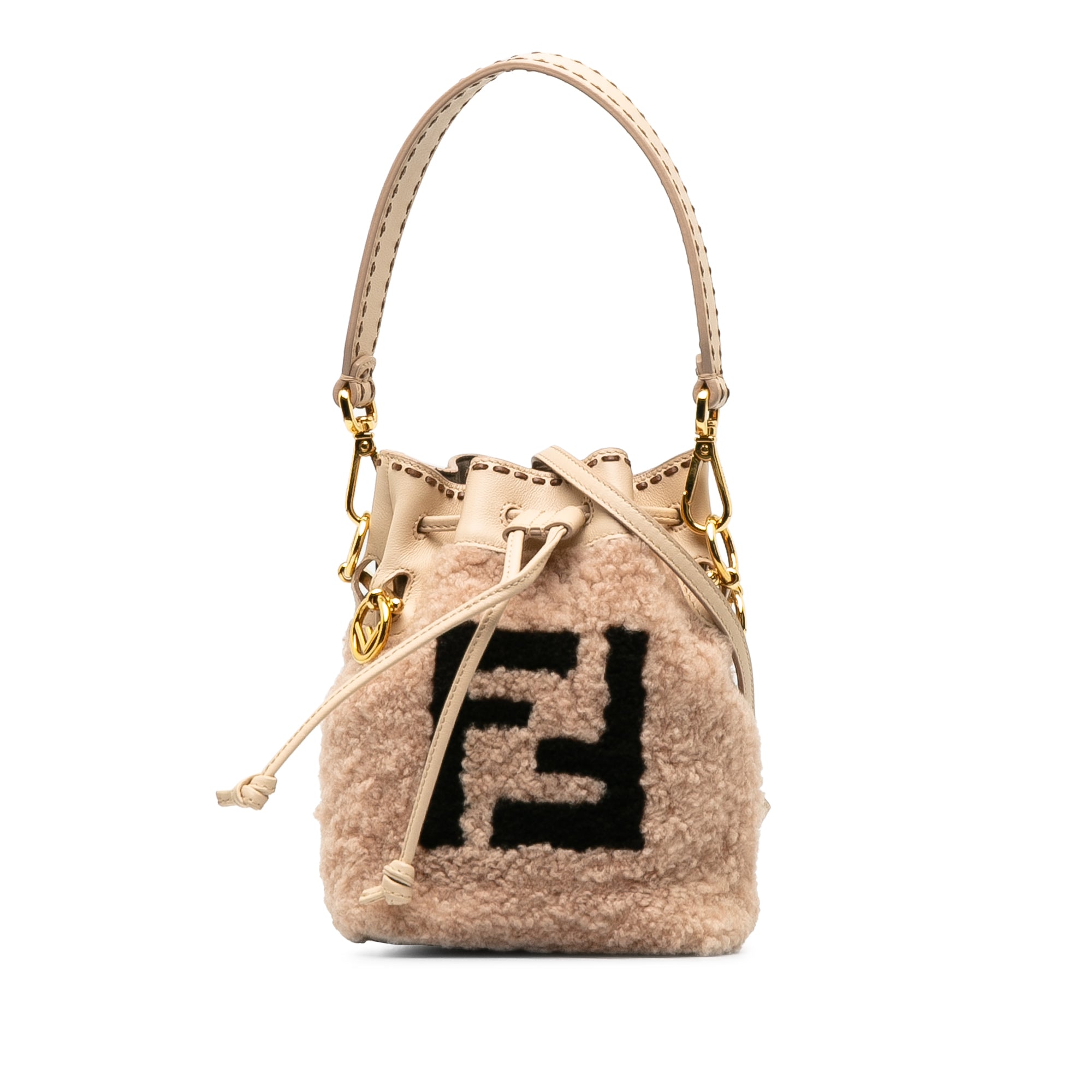 Fendi | Pre-Owned Shearling Mini Mon Tresor Bucket Bag | Pink