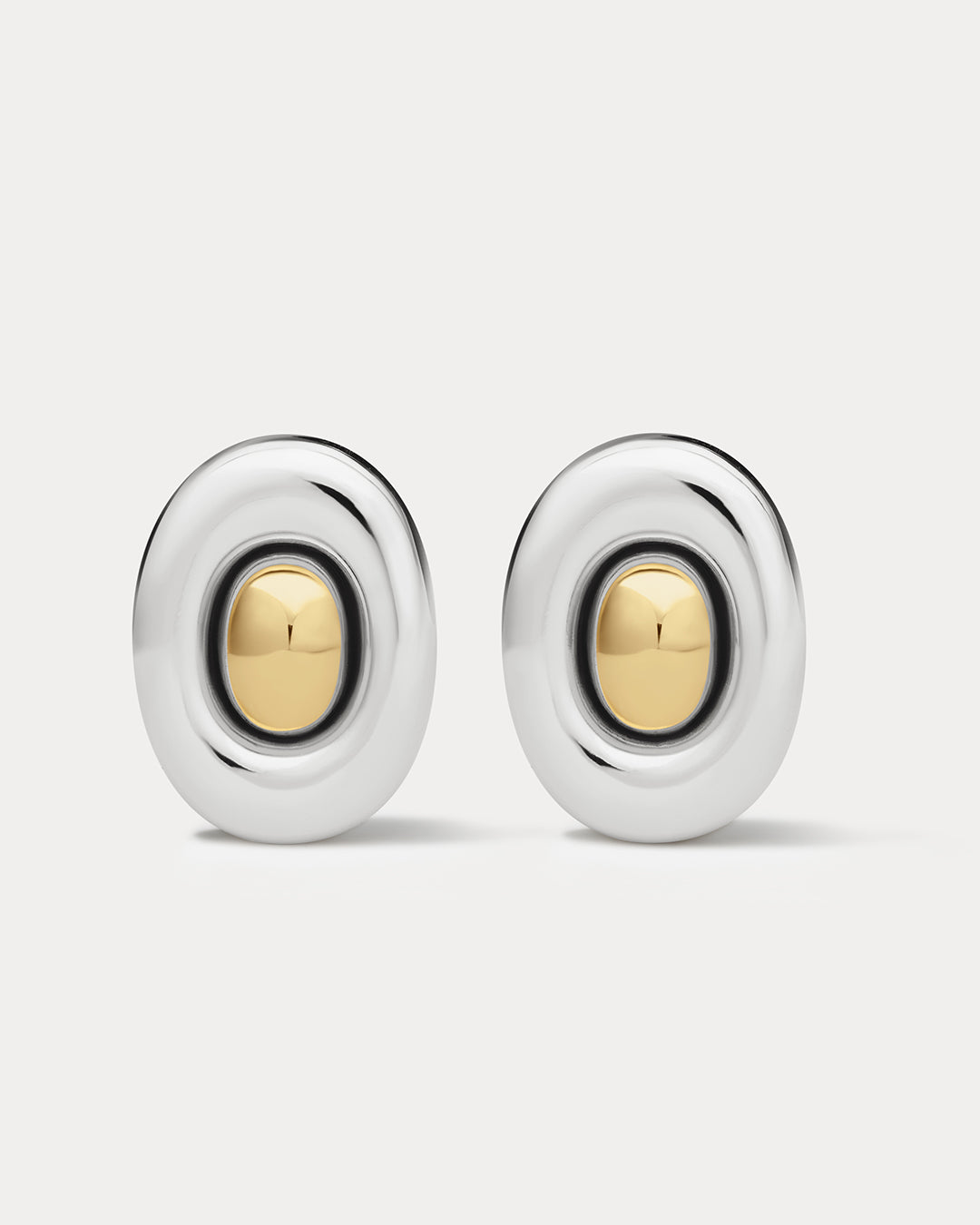 The Two-Tone Chrome Orb Statement Studs | Silver/Gold
