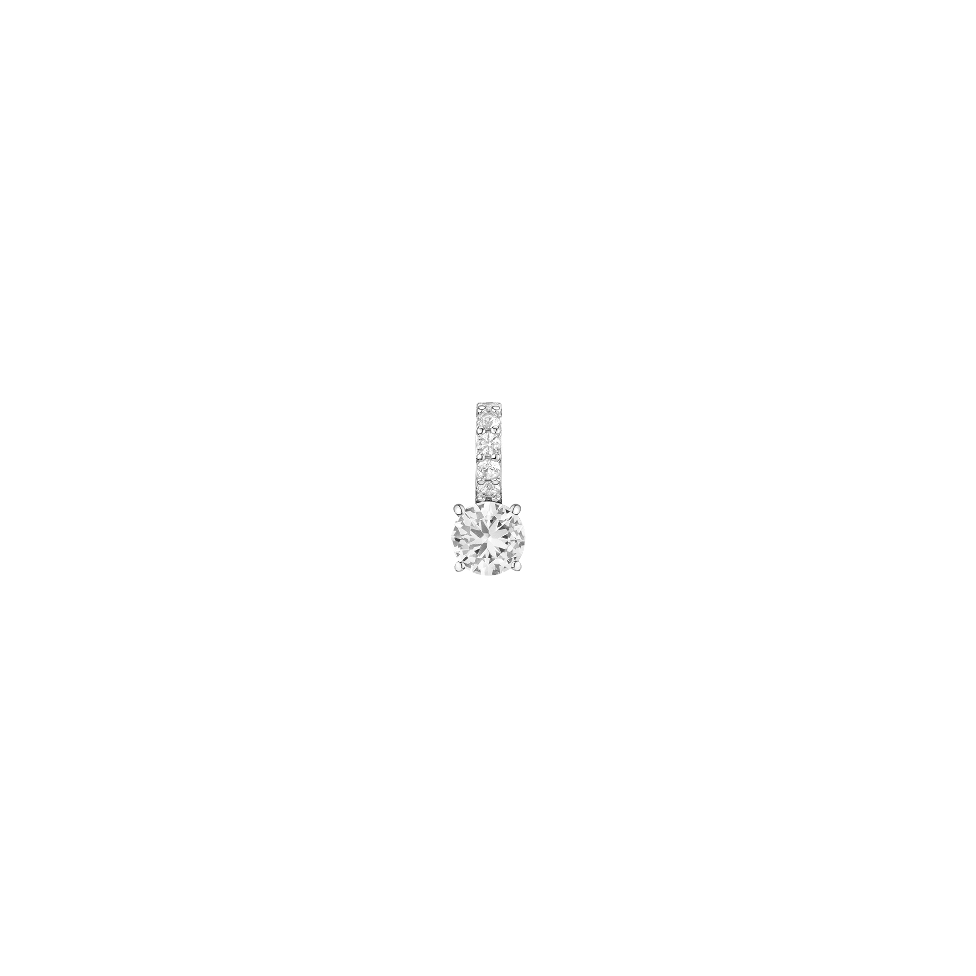Round Cut Tennis Charm Pendant Vermeil White Gold Lab Grown White Sapphire First