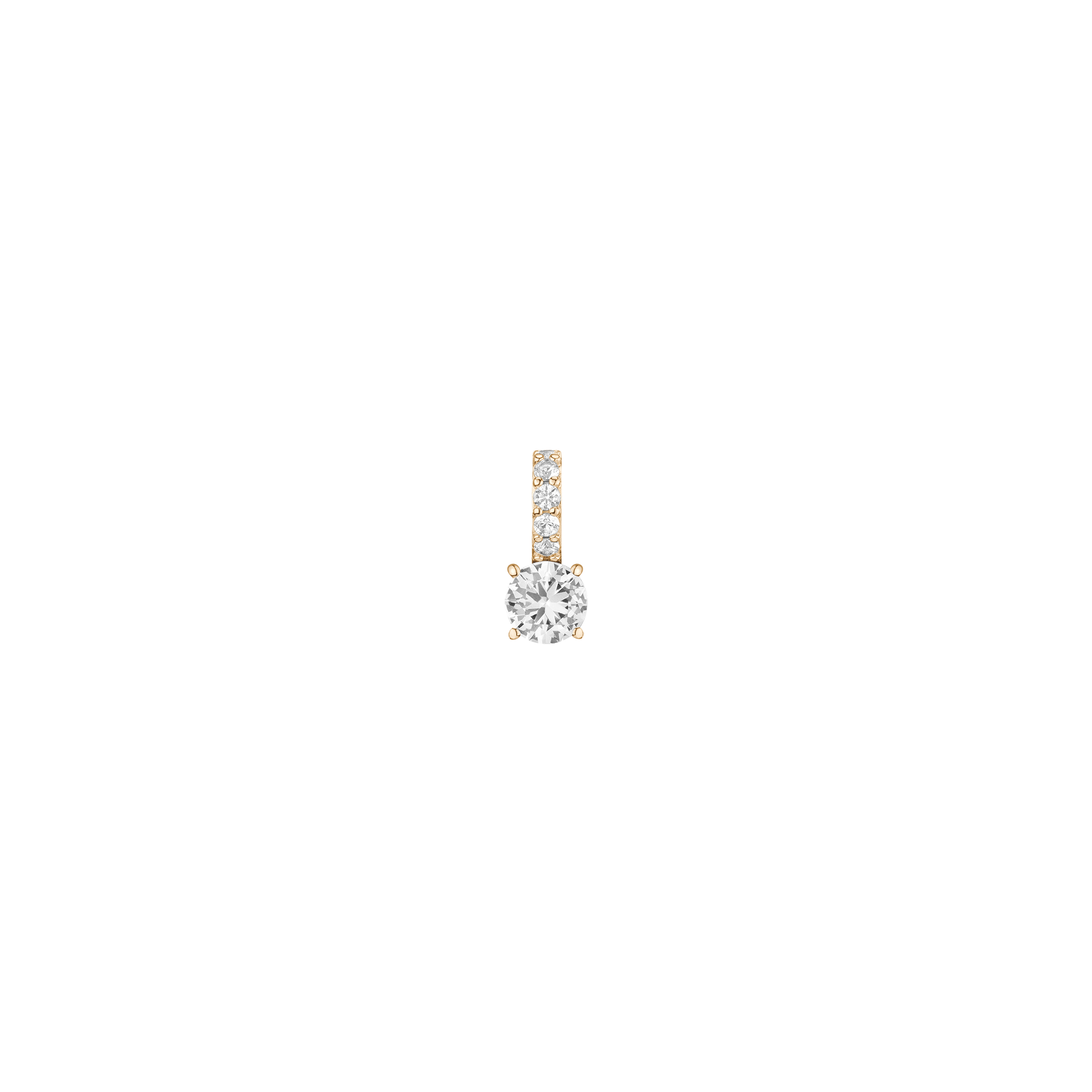 Round Cut Tennis Charm Pendant Vermeil Yellow Gold Lab Grown White Sapphire First