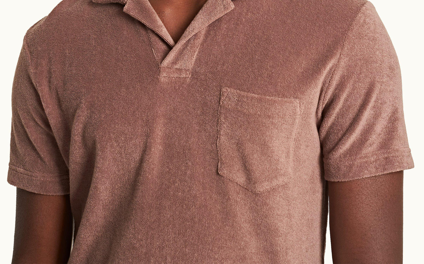 Terry Towelling Organic Cotton Towelling Resort Polo Shirt | Plum Wine