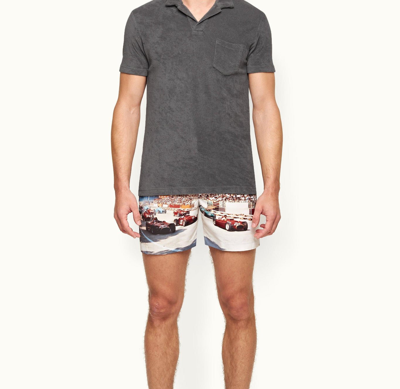 Terry Towelling Towelling Polo Shirt | Granite