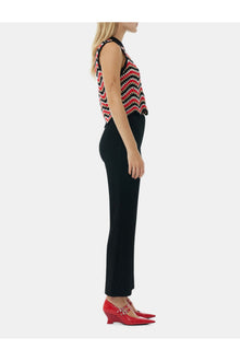 Textured Suiting Cropped Trousers | Black