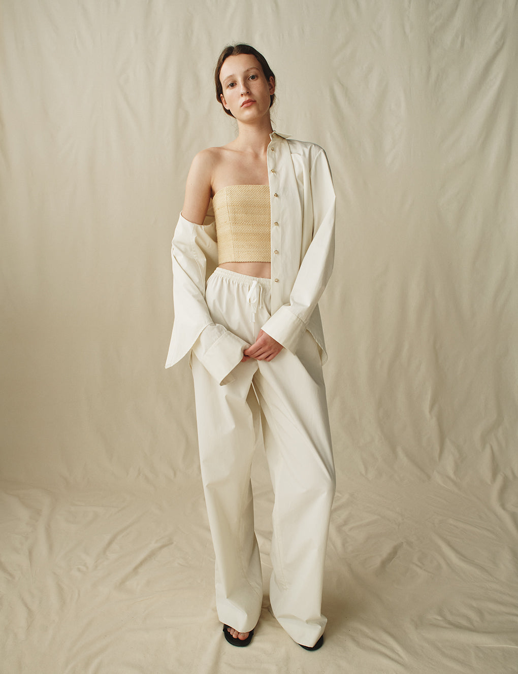 Womens | The Slouch Pants in Cotton Poplin | Cream